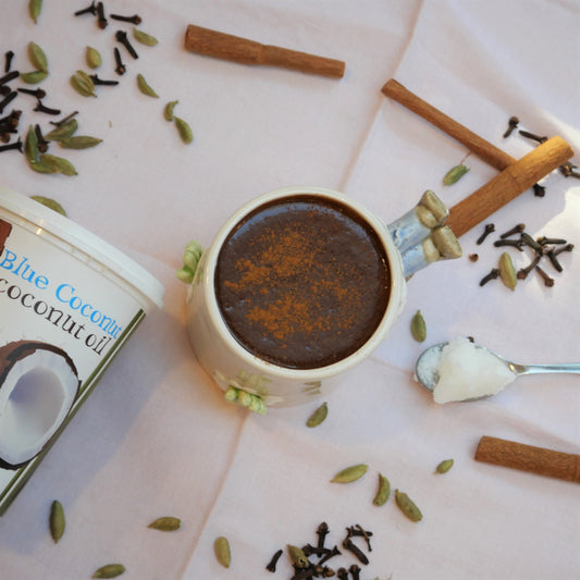 Coconut oil + chai hot chocolate