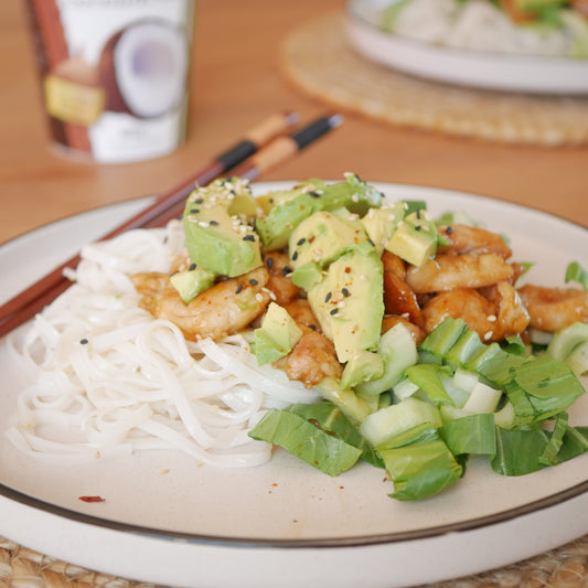 Asian Chicken Noodles with Avocado